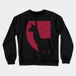 Distressed Minimalistic Red Sun Llama Silhouette Crewneck Sweatshirt